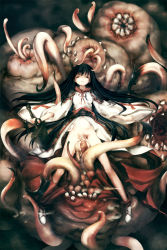 Rule 34 | 1girl, black hair, censored, cross, cum, cum in pussy, defeat, fangs, highres, hitomaru, long hair, monster, original, penis, pregnant, pussy, rape, solo, stomach bulge, sword, teeth, tentacle sex, tentacles, traditional clothes, vaginal, warrior, weapon