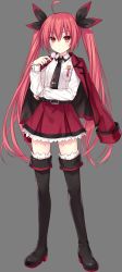 Rule 34 | ahoge, boots, bow, candy, date a live, dress shirt, fantasia re:build, food, hair between eyes, highres, itsuka kotori, jacket, jacket on shoulders, lollipop, necktie, non-web source, red eyes, red hair, shirt, skirt, thigh boots, thighhighs, tsunako, twintails