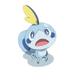 Rule 34 | blue eyes, bright pupils, commentary request, creatures (company), full body, game freak, gen 8 pokemon, highres, looking up, nintendo, no humans, nume 0859, open mouth, pokemon, pokemon (creature), sobble, solo, tongue, white background, white pupils