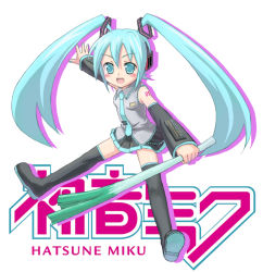 Rule 34 | boots, hatsune miku, long hair, saeki nao, solo, spring onion, thigh boots, thighhighs, twintails, very long hair, vocaloid