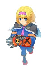 Rule 34 | 1girl, alice margatroid, blonde hair, blue eyes, boots, breasts, capelet, closed mouth, commentary request, cookie (touhou), cosplay, expressionless, full body, gauntlets, guilty gear, guilty gear xrd, hairband, highres, looking at viewer, medium breasts, necktie, pink necktie, potemkin (guilty gear), potemkin (guilty gear) (cosplay), sakuranbou (cookie), short hair, solo, standing, tarmo, touhou, transparent background