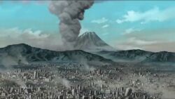 Rule 34 | animated, animated gif, anime screenshot, earthquake, eruption, highres, smoke, sound, taiyou no mokushiroku, volcano