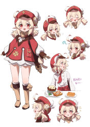 Rule 34 | + +, 1girl, :d, :o, ?, ahoge, alternate costume, blonde hair, blush, boots, bread slice, closed eyes, food, full body, genshin impact, hat, hat feather, head, highres, klee (genshin impact), knee boots, long hair, long sleeves, looking at viewer, looking away, low twintails, multiple views, namaonpa, neckerchief, open mouth, parted lips, pointy ears, profile, red eyes, simple background, smile, solo, standing, toast, translation request, twintails, white background