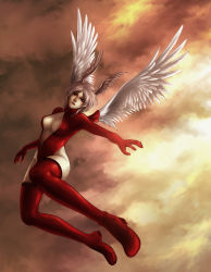 Rule 34 | 1girl, angel wings, bodysuit, boots, breasts, center opening, cleavage, cleavage cutout, clothing cutout, cloud, cloudy sky, final fantasy, final fantasy tactics, flying, from side, full body, gloves, head tilt, head wings, high heel boots, high heels, highleg, highleg leotard, large breasts, leotard, lips, looking at viewer, md5 mismatch, no bra, outdoors, pale skin, parted bangs, parted lips, pavlova, red eyes, red footwear, red leotard, red thighhighs, short hair, silver hair, sky, solo, thigh boots, thighhighs, turtleneck, ultima (fft), wings