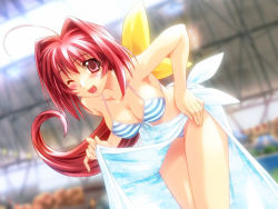 Rule 34 | artist request, bikini, kagami sumika, muv-luv, red eyes, red hair, swimsuit, tagme, wink