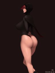 Rule 34 | 10s, 1girl, 2015, absurdres, ass, bodysuit, boots, breasts, cape, corruption, curvy, dark persona, covered erect nipples, female focus, gatchaman, gloves, helmet, highres, huge ass, jun the swan, large breasts, leotard, realistic, redesign, solo, thick thighs, thighs, thong leotard, uniform, visor, yakusoku no hi