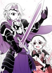 Rule 34 | 1girl, aged down, armor, brother and sister, cape, corrin (female) (fire emblem), corrin (fire emblem), fire emblem, fire emblem fates, fire emblem heroes, gloves, highres, long hair, nakabayashi zun, nintendo, pointy ears, siblings, smile, sword, tiara, weapon, xander (fire emblem)