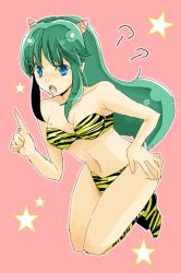 bikini blue_eyes green_hair horns logicon long_hair lum oni swimsuit urusei_yatsura