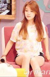 Rule 34 | 1girl, animated, animated gif, asian, bang minah, brown hair, girl&#039;s day, korean text, lowres, photo (medium), shorts, sitting, sitting on object