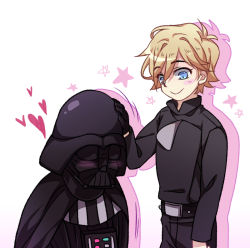 Rule 34 | animification, blue eyes, blush, darth vader, father and son, luke skywalker, simple background, smile, star wars, star wars: return of the jedi, tagme, ush, vader/luke, white background