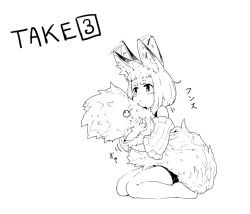 Rule 34 | 1girl, afterimage, animal ear fluff, animal ears, bare legs, bare shoulders, barefoot, blunt bangs, closed mouth, ear wiggle, fluffy, fox ears, fox tail, greyscale, hugging own tail, hugging tail, jaco, large tail, long hair, monochrome, original, ribbed sweater, seiza, short eyebrows, shorts, simple background, sitting, solo, sweater, tail, thick eyebrows, white background