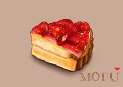 Rule 34 | food, food focus, fruit, fruit tart, heart, mofumofu0311, no humans, original, pie, pie slice, purple background, strawberry, strawberry tart, tart (food)