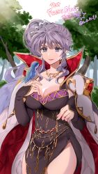 Rule 34 | 1girl, absurdres, animal, ao hito, armor, artist name, bird, bird on hand, cape, commission, commissioner upload, earrings, fire emblem, fire emblem: genealogy of the holy war, fire emblem heroes, highres, ishtar (fire emblem), ishtar (fire emblem) (echoing thunder), jewelry, long hair, necklace, nintendo, non-web source, official alternate costume, pauldrons, purple eyes, purple hair, shoulder armor, signature, skeb commission, tree, watermark