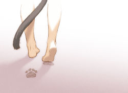 Rule 34 | cat tail, commentary request, feet, foot focus, footprints, highres, ino (magloid), lower body, original, paw print, soles, solo, tail, walking