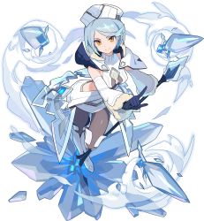 Rule 34 | 1girl, artist request, black pantyhose, blue gemstone, blue gloves, blue hair, blue theme, blush, boots, breasts, capelet, cipher (world flipper), cleavage, closed mouth, clothing cutout, covered collarbone, crystal, detached sleeves, dress, female focus, floating, floating object, floating weapon, frost, full body, fur-trimmed hood, fur-trimmed sleeves, fur trim, gem, gloves, happy, hat, highres, holding, holding polearm, holding weapon, hood, hooded capelet, ice, index finger raised, leaning forward, leg up, light blush, looking at viewer, medium breasts, multicolored hair, non-web source, official art, orange eyes, outstretched arm, pantyhose, polearm, see-through, short dress, short hair, side cutout, sidelocks, smile, solo, spear, standing, standing on one leg, streaked hair, swept bangs, thigh boots, thighhighs, transparent background, two-tone hair, weapon, white capelet, white dress, white footwear, white hat, white sleeves, white thighhighs, world flipper