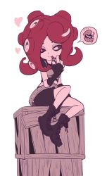 Rule 34 | 1girl, bike shorts, boots, fingerless gloves, gloves, highres, ica tm, inkling, inkling player character, lipstick, long hair, makeup, mask, nintendo, octoling, octopus, pointy ears, red hair, shirt, smile, takozonesu, tentacle hair