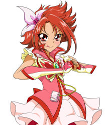 Rule 34 | 00s, 1girl, :q, blush, bug, butterfly, cure rouge, dress, eyelashes, flower, gloves, hair flower, hair ornament, hair ribbon, bug, magical girl, natsuki rin, pink flower, pink rose, precure, red eyes, red hair, red theme, ribbon, rose, short hair, sinko (sinsin), solo, spiked hair, tongue, tongue out, yes! precure 5, yes! precure 5 gogo!