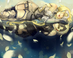 Rule 34 | 2girls, :d, armor, armored dress, bare shoulders, blonde hair, boots, chain, dual persona, fate/apocrypha, fate/grand order, fate (series), gauntlets, headpiece, jeanne d&#039;arc (fate), jeanne d&#039;arc (ruler) (fate), jeanne d&#039;arc (third ascension) (fate), jeanne d&#039;arc alter (avenger) (fate), jeanne d&#039;arc alter (avenger) (third ascension) (fate), jeanne d&#039;arc alter (fate), knee boots, looking at viewer, lying, multiple girls, natsuko (summer 525528), on side, open mouth, reflection, ruler (fate/grand order), smile, yellow eyes