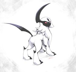 Rule 34 | absol, bright pupils, claws, closed mouth, creatures (company), full body, game freak, gen 3 pokemon, highres, likey, looking at viewer, looking back, nintendo, no humans, pokemon, pokemon (creature), red eyes, solo, standing, white pupils