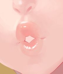 Rule 34 | 1girl, blonde hair, blowing kiss, close-up, gloss (hotglossed), highres, lips, mario (series), mario party, mario party 10, nintendo, nose, nostrils, only mouth, parted lips, pink lips, princess peach, puckered lips, reference work, solo, thick lips