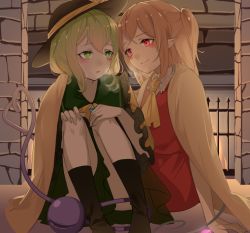 Rule 34 | 2girls, ascot, black footwear, blonde hair, blush, boots, breath, buttons, closed mouth, commentary request, crossed bangs, crystal, diamond button, eyeball, fingernails, fireplace, flandre scarlet, frilled shirt collar, frilled sleeves, frills, green eyes, green hair, green skirt, hand on another&#039;s shoulder, hands on own knees, heart, heart of string, komeiji koishi, long sleeves, looking at another, multiple girls, one side up, open mouth, pointy ears, railing, red eyes, red skirt, shared blanket, short hair, side ponytail, sidelocks, sitting, skirt, smile, soku (bluerule-graypray), third eye, touhou, wall, wings, yellow ascot, yuri