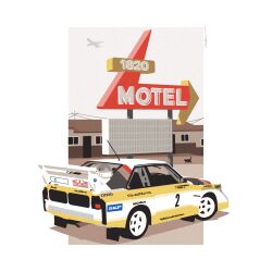 Rule 34 | audi, audi quattro, car, cat, from side, highres, hotel, motor vehicle, no humans, race vehicle, racecar, rally car, shadow, solo, vehicle focus, wang-tang ( lose control), world rally championship