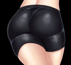 Rule 34 | 1girl, aoi souji, ass, ass focus, bike shorts, black background, contrapposto, from behind, latex, lower body, original, simple background, skin tight, solo, standing, thighs