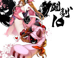 Rule 34 | 2girls, alternate color, alternate costume, arc system works, bare shoulders, blazblue, blazblue: calamity trigger, bra, braid, cat tail, chinese clothes, cleavage cutout, clothing cutout, detached sleeves, finger to mouth, glasses, heart, highres, hip focus, lao jiu, lingerie, litchi faye ling, long hair, multiple girls, panties, ponytail, red eyes, reika kanata, tail, taokaka, twin braids, underwear, very long hair, wide hips, yellow eyes