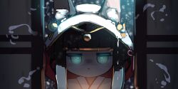 1girl absurdres animal_ear_fluff animal_ears azur_lane black_hair blue_eyes blunt_bangs chinese_commentary closed_mouth commentary_request ears_through_headwear fox_ears fox_girl highres hood hood_up jitome looking_at_viewer nagato_(azur_lane) nagato_(great_fox&#039;s_white_gown)_(azur_lane) official_alternate_costume shaded_face solo tyako_(stpa2233) upper_body