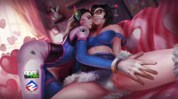 Rule 34 | 2girls, age difference, armor, arms behind back, artist name, ass, bare shoulders, beads, bent over, black-framed eyewear, blue bodysuit, blue shirt, bodysuit, boots, bracer, breasts, brown eyes, brown hair, collarbone, couch, cowboy shot, crop top, curtains, d.va (overwatch), drawing (object), emblem, face-to-face, facepaint, facial mark, from side, fur trim, glasses, gloves, hair bun, hair ornament, hair stick, hand on another&#039;s leg, headphones, heart, high collar, highres, indoors, large breasts, legs apart, lips, logo, long hair, long sleeves, looking at another, mei (overwatch), multiple girls, nose, overwatch, overwatch 1, panties, pantyshot, parted lips, pauldrons, pilot suit, ribbed bodysuit, shirt, short hair, shoulder armor, shoulder pads, single hair bun, sitting, skin tight, sleeveless, spread legs, strap slip, stuffed animal, stuffed rabbit, stuffed toy, swept bangs, tank top, teeth, thigh boots, thigh strap, thighhighs, underwear, upskirt, whisker markings, white footwear, white gloves, white panties, window, yuri, yzl