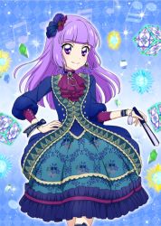 Rule 34 | aikatsu!, aikatsu! (series), blush, dress, hikami sumire, long hair, purple eyes, purple hair, smile, straight hair