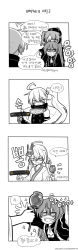 Rule 34 | 3girls, 4koma, aged down, ahoge, alternate costume, alternate hairstyle, beret, black dress, candy, candy apple, comic, cosplay, costume switch, crying, crying with eyes open, dress, feelition, food, fox mask, gameplay mechanics, girls&#039; frontline, goggles, hair between eyes, hair ribbon, hat, highres, jacket, korean text, lollipop, mask, monochrome, mp7 (girls&#039; frontline), multiple girls, pkp (flower and water) (girls&#039; frontline), pkp (girls&#039; frontline), ribbon, side ponytail, ski goggles, tears, translation request, twintails, ump45 (agent lop rabbit) (girls&#039; frontline), ump45 (girls&#039; frontline)