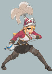 Rule 34 | 1girl, absurdres, agrias oaks, blonde hair, boots, braid, fgz, final fantasy, final fantasy tactics, gloves, helmet, highres, long sleeves, open mouth, pleated skirt, rapier, skirt, solo, sword, thigh boots, thighhighs, vest, weapon, yellow eyes