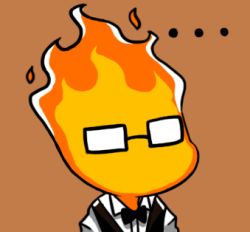 Rule 34 | ..., 1boy, bad id, bad pixiv id, bow, bowtie, brown background, fire, glasses, grillby, gyate gyate, lowres, male focus, portrait, simple background, solo, undertale, upper body, vest, yaruky