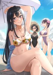Rule 34 | 3girls, beach, breasts, highres, large breasts, looking at viewer, mother and daughter, multiple girls, ocean, siblings, sisters, smile, swimsuit, yahari ore no seishun lovecome wa machigatteiru., yukinoshita haruno, yukinoshita yukino, yukinoshita yukino&#039;s mother