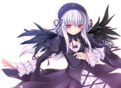 Rule 34 | 00s, aoi kumiko, dress, frills, hairband, long hair, pink eyes, rozen maiden, silver hair, solo, suigintou, wings