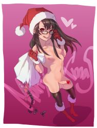 Rule 34 | 1futa, :p, adjusting eyewear, anal beads, aneros, bag, black thighhighs, boots, breasts, brown hair, butt plug, censored, christmas, dildo, erection, futanari, glasses, gloves, hat, heart, licking lips, long hair, navel, newhalf, nipples, nude, original, penis, pointless censoring, prostate massager, red eyes, sack, santa boots, santa gloves, santa hat, sex toy, small breasts, testicles, text focus, thighhighs, tongue, tongue out, waji waji