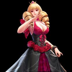 Rule 34 | 1girl, animated, blonde hair, bouncing breasts, breasts, cleavage, dress, drill hair, large breasts, official art, red dress, red eyes, rose bernstein, snk, solo, tagme, the king of fighters, the king of fighters all-stars, video