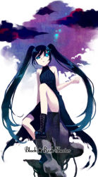 Rule 34 | 10s, bad id, bad pixiv id, black hair, black rock shooter, black rock shooter (character), blue eyes, boots, cloud, long hair, manle, solo, twintails