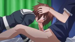 Rule 34 | 10s, 1boy, 1girl, animated, animated gif, bed, blush, bottomless, brother and sister, brown eyes, brown hair, censored, chinatsu (swing out sisters), curtains, deepthroat, erection, fellatio, hand on another&#039;s head, hetero, incest, irrumatio, mosaic censoring, oral, penis, school uniform, serafuku, short hair, siblings, swing out sisters