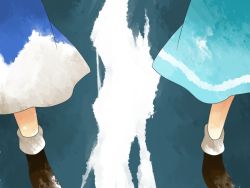 Rule 34 | 2girls, bad id, bad pixiv id, cirno, daiyousei, dress, hammer (sunset beach), head out of frame, multiple girls, shoes, skirt, touhou