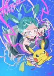 Rule 34 | 1girl, absurdres, creatures (company), game freak, gen 1 pokemon, hatsune miku, highres, love ball, nintendo, pikachu, poke ball, pokemon, pokemon (creature), project voltage, ryuusei (trickster), vocaloid, volt tackle (vocaloid)