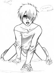 Rule 34 | 1boy, bed, brittany cook, gaara (naruto), male focus, monochrome, naruto, naruto (series), open mouth, solo, sweat
