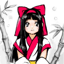 Rule 34 | 1girl, ainu clothes, bamboo, bamboo forest, black hair, breasts, expressionless, forest, grey eyes, hair ribbon, highres, long hair, nakoruru, nature, ribbon, samurai spirits, small breasts, snk, the king of fighters, traditional media