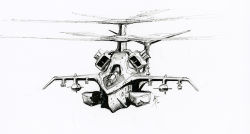 Rule 34 | a motorcycle with teeth, aircraft, commentary, english commentary, flying, helicopter, military, missile, monochrome, no humans, original, propeller, traditional media, vehicle focus, white background