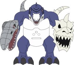 Rule 34 | absurdres, claws, deltamon, digimon, digimon (creature), highres, looking at viewer, sharp teeth, solo, teeth, transparent background