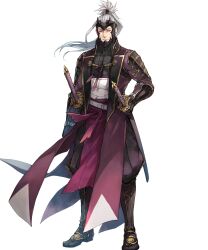 Rule 34 | 1boy, arm guards, armor, boots, character name, closed eyes, closed mouth, fire emblem, fire emblem awakening, fire emblem heroes, full body, helmet, highres, holding, holding sword, holding weapon, japanese clothes, katana, kozaki yuusuke, long hair, long sleeves, nintendo, official art, page number, pants, shoulder armor, silver hair, simple background, solo, standing, sword, weapon, yen&#039;fay (fire emblem)