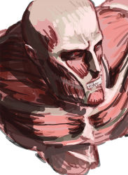Rule 34 | 1boy, colossal titan, giant, giant monster, kaijuu, male focus, monster, muscular, red eyes, shingeki no kyojin, solo, titan (shingeki no kyojin), white background