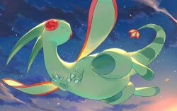 Rule 34 | claws, closed eyes, closed mouth, cloud, commentary request, creatures (company), ekusiun, flygon, flying, from below, game freak, gen 3 pokemon, nintendo, no humans, outdoors, pokemon, pokemon (creature), sky, solo, twilight