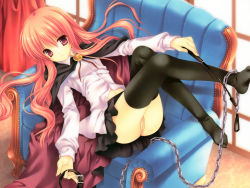 Rule 34 | 1girl, artist request, ass, collar, highres, leash, long hair, louise francoise le blanc de la valliere, lying, nude filter, pink hair, pussy, skirt, solo, thighhighs, third-party edit, uncensored, zero no tsukaima